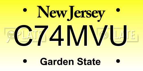 C74MVU New Jersey License Plate