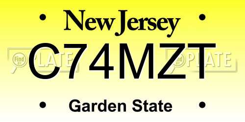 C74MZT New Jersey License Plate
