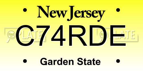 C74RDE New Jersey License Plate