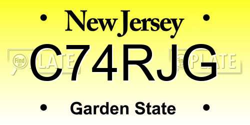 C74RJG New Jersey License Plate