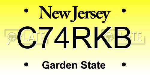 C74RKB New Jersey License Plate