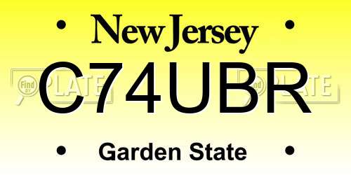 C74UBR New Jersey License Plate