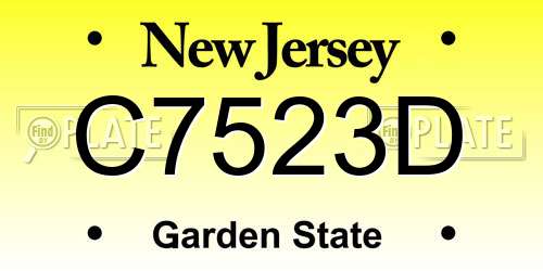 C7523D New Jersey License Plate