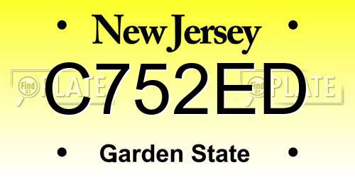 C752ED New Jersey License Plate