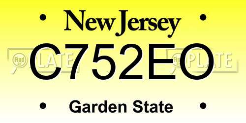 C752EO New Jersey License Plate
