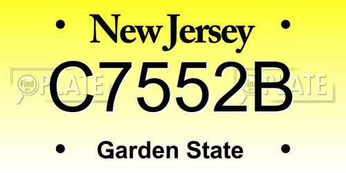 C7552B New Jersey License Plate