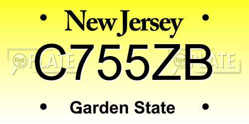 C755ZB New Jersey License Plate