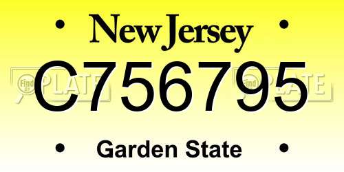 C756795 New Jersey License Plate