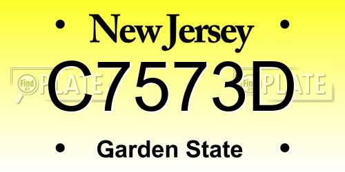 C7573D New Jersey License Plate