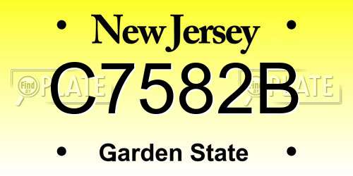 C7582B New Jersey License Plate