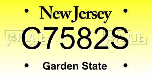 C7582S New Jersey License Plate