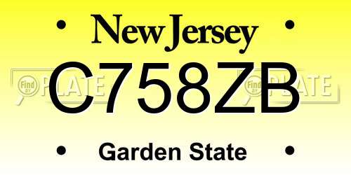 C758ZB New Jersey License Plate