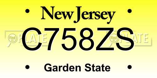 C758ZS New Jersey License Plate