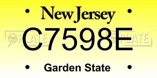 C7598E New Jersey License Plate