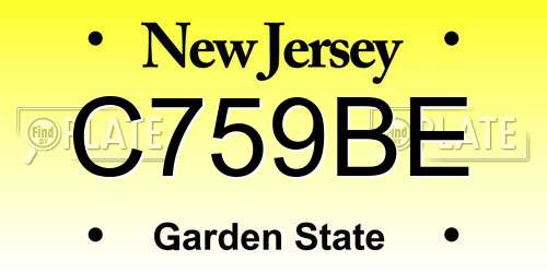 C759BE New Jersey License Plate