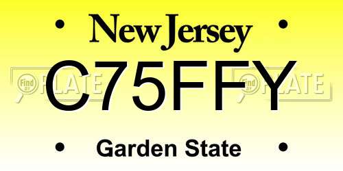 C75FFY New Jersey License Plate