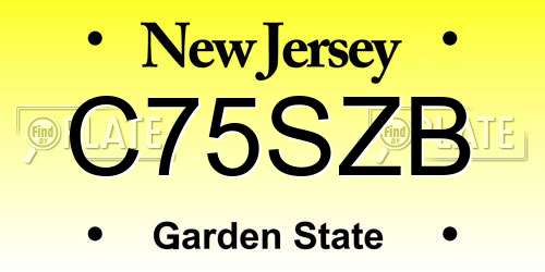 C75SZB New Jersey License Plate
