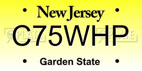C75WHP New Jersey License Plate