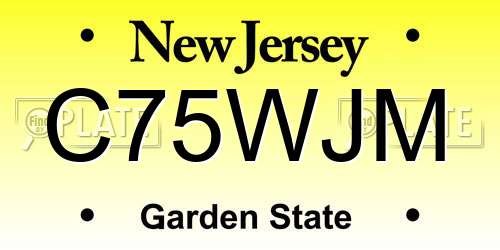 C75WJM New Jersey License Plate
