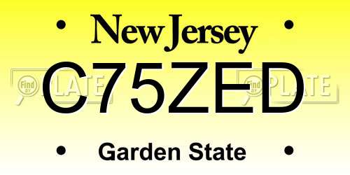 C75ZED New Jersey License Plate