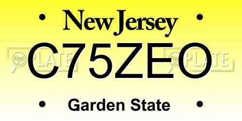C75ZEO New Jersey License Plate