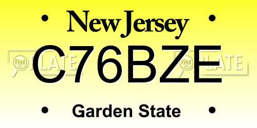 C76BZE New Jersey License Plate