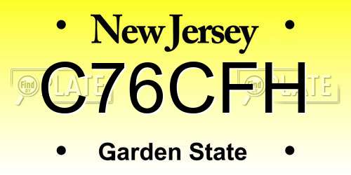 C76CFH New Jersey License Plate