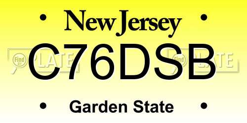 C76DSB New Jersey License Plate