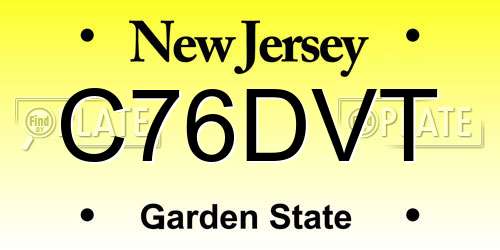 C76DVT New Jersey License Plate