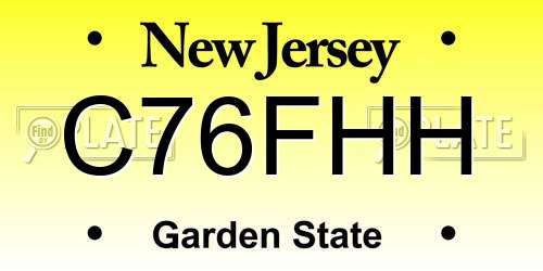 C76FHH New Jersey License Plate