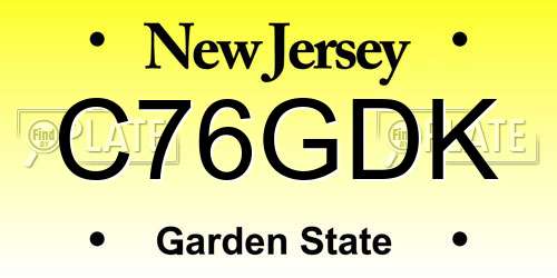 C76GDK New Jersey License Plate