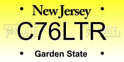 C76LTR New Jersey License Plate