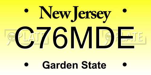 C76MDE New Jersey License Plate