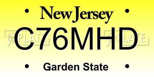 C76MHD New Jersey License Plate