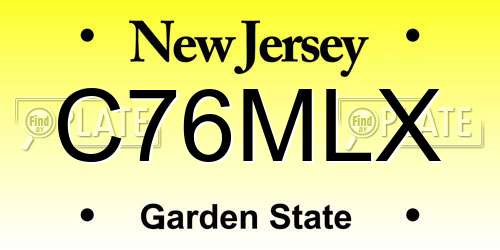 C76MLX New Jersey License Plate