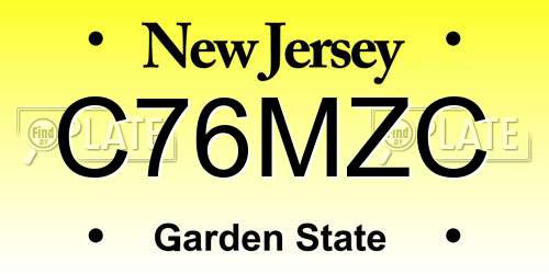 C76MZC New Jersey License Plate