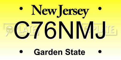 C76NMJ New Jersey License Plate