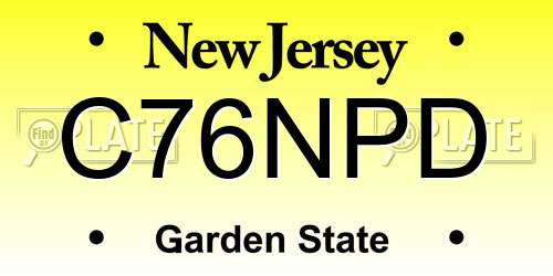 C76NPD New Jersey License Plate