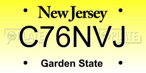 C76NVJ New Jersey License Plate