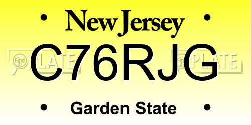 C76RJG New Jersey License Plate