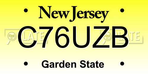 C76UZB New Jersey License Plate