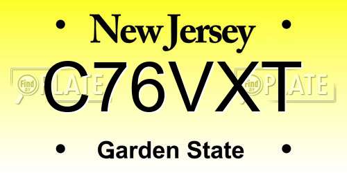 C76VXT New Jersey License Plate