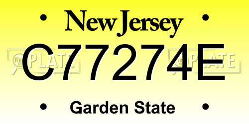 C77274E New Jersey License Plate