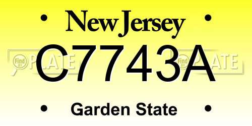 C7743A New Jersey License Plate