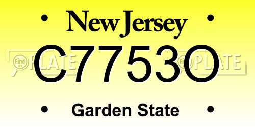 C7753O New Jersey License Plate