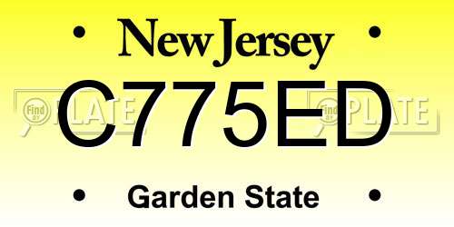 C775ED New Jersey License Plate
