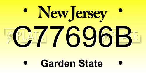 C77696B New Jersey License Plate