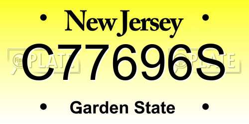 C77696S New Jersey License Plate