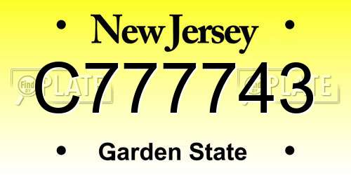 C777743 New Jersey License Plate