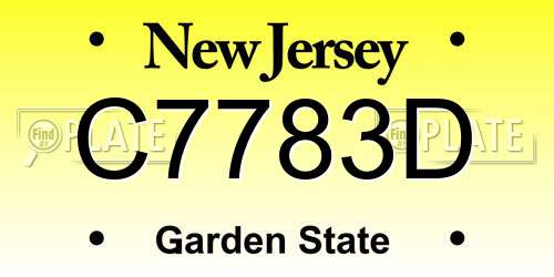 C7783D New Jersey License Plate